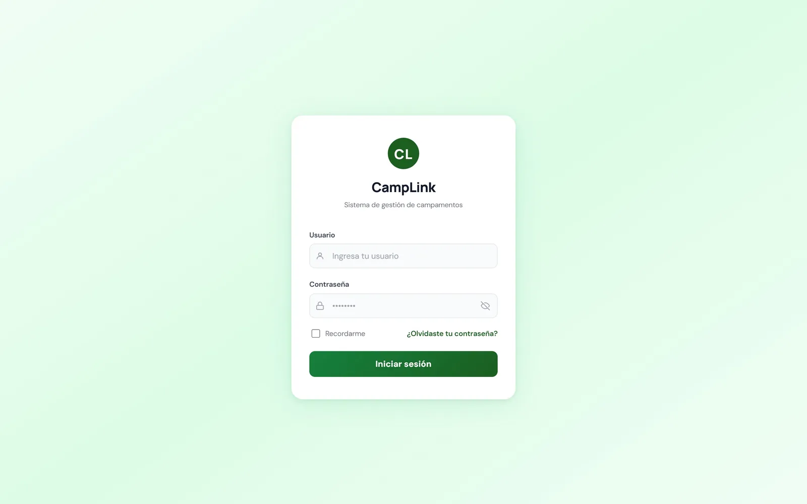 Captura del sitio de Camplink