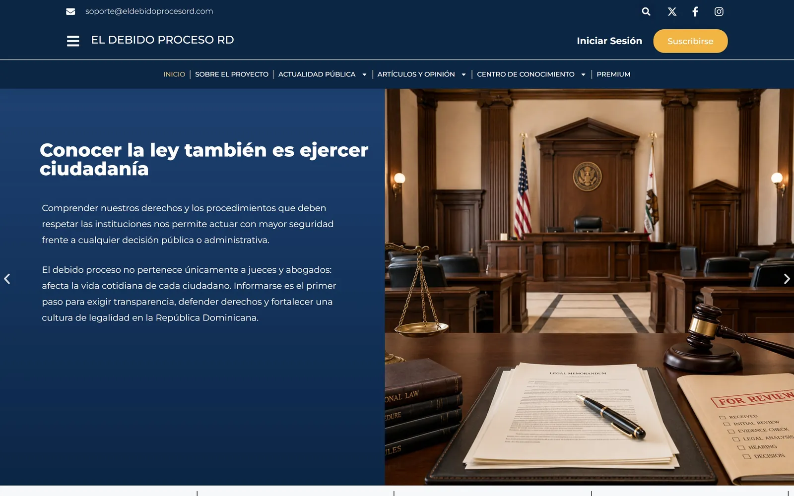 Captura del sitio de El Debido Proceso RD