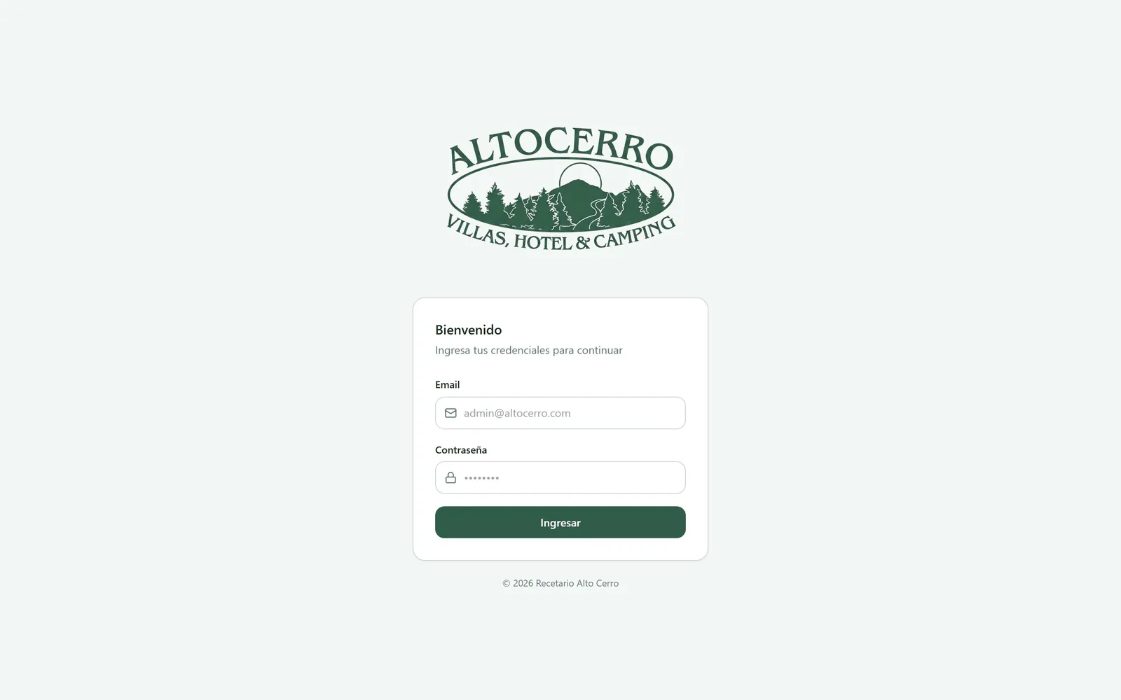 Captura del sitio de Recetario Altocerro